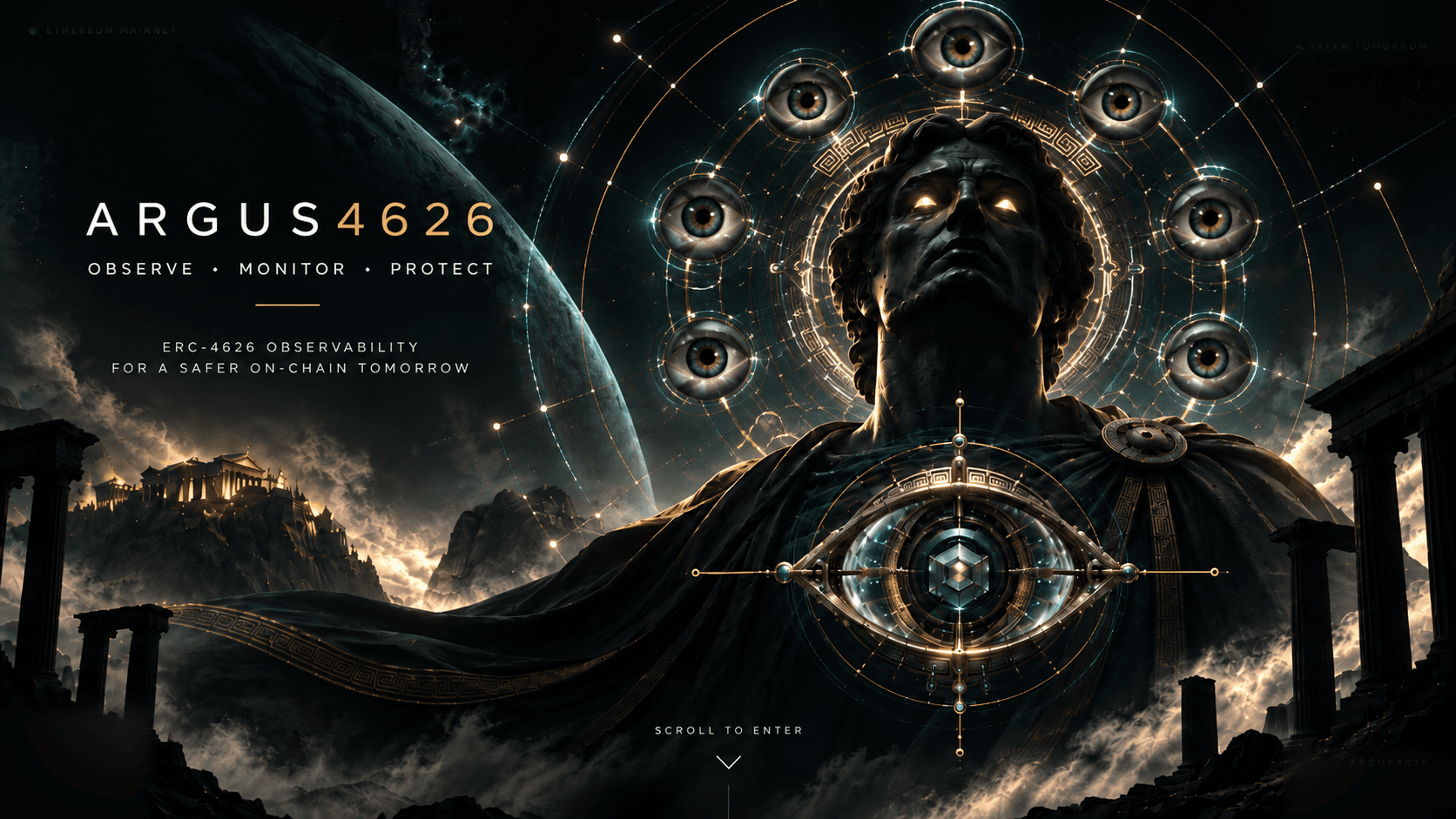 Argus Panoptes guarding the ARGUS4626 ERC-4626 observability network